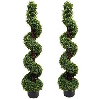 GreenBrokers 2 árboles en Espiral de Madera de boj Artificiales de 120 cm