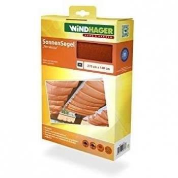 Windhager Toldo Vela de protección Solar tecnología de tensado de Cables 420 x 140 cm, Ideal para pérgola o Invernadero, Terracota, 10879