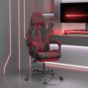 Silla de juego giratoria con reposapiés en cuero sintético
