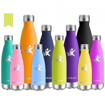KollyKolla Botella de Agua Acero Inoxidable, Termo Sin BPA Ecológica, Botellas Termica Reutilizable Frascos Térmicos para Niños, Deporte, Oficina, Yoga, Gimnasio, Ciclismo,