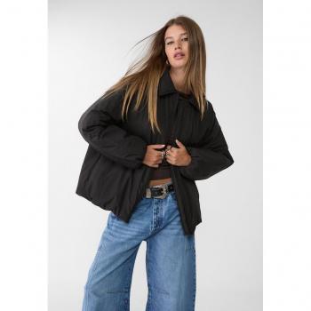 Stradivarius Regular Fit Black Puffer Jacket XS