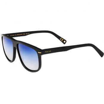 Polarized Men's Sunglasses Model 132 - Shiny Black with Blue Gradient Lenses