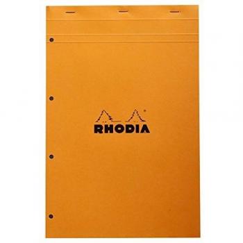 Bloc de notas RHODIA núm. 20, DIN A4+, cuadriculado, naranja - 80 hojas desprendibles con perforación de 4 agujeros, papel Clairefontaine blanco de 80 g/m², cubierta