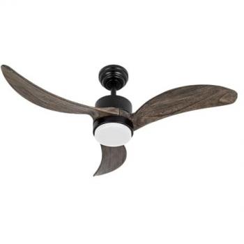 Ventilador de Techo DC Bembezar 24W Negro con Aspas en Roble, 3 Aspas, 107 dB, 2424 Lúmenes, Temperaturas de Luz: 3000K-4000