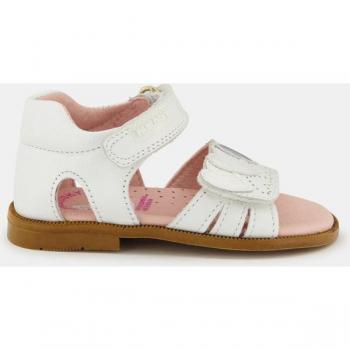 Sandalias Pablosky 024608 - Blanco con adorno de corazones y cierre adherente para bebé niña