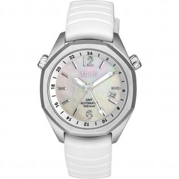 Tous - Reloj de mujer Now analógico con correa de silicona blanca, esfera nácar blanca, acero inoxidable, resistencia al agua 10 ATM