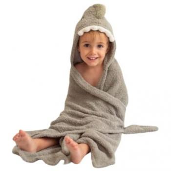 Toalla de baño infantil con capucha de dinosaurio gris, absorbente y suave para niños y bebés