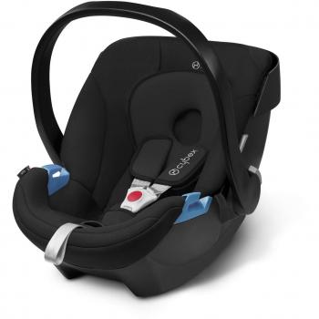 Cybex Silver - Portabebé Aton, en contra de la marcha, incluye reductor para recién nacido, desde el nacimiento hasta aprox. 18 meses, max. 13 kg, pure black