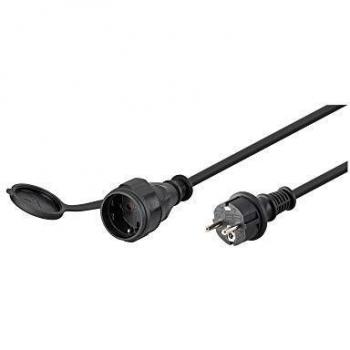 Alargador de alimentación exterior 25 m, negro, impermeable con toma de contacto de tierra (Tipo F, CEE 7/4)