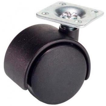 Rueda Domestica Nylon Negro Placa 40 mm.