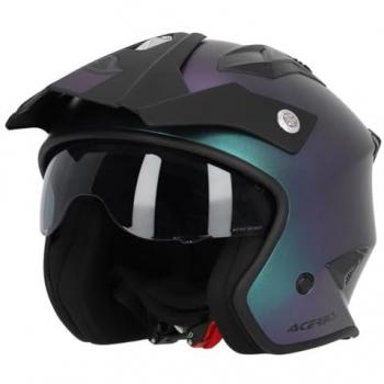 Acerbis Casco Jet Aria Metallic Camaleón Talla XS (53/54 cm) Verde Lila