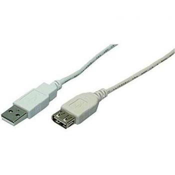 LogiLink Cable Alargador USB 2.0, Tipo A Macho a A Hembra, 2 Metros, Color Gris