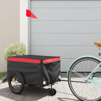 vidaXL Bike Trailer - Black and Red, 30 kg capacity, Iron construction