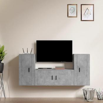 Set de muebles de TV 3 piezas madera contrachapada gris hormigón vidaXL