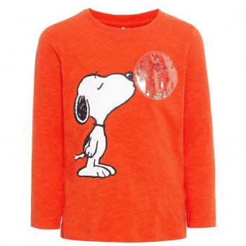 NAME IT Camiseta Manga Larga NIÑA Snoopy - 92, Cherry Tomato