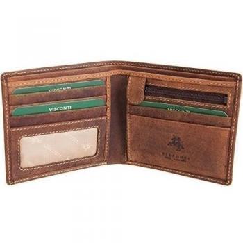 VISCONTI CABALLERO ACEITE MARRÓN CUERO BIIFOLD CARTERA 707 - NUEVO COLOR