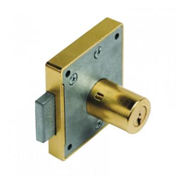 Cerradura de Sobreponer para Mueble Nº23R con Bombillo de 25mm Largo en Acabado Latonado