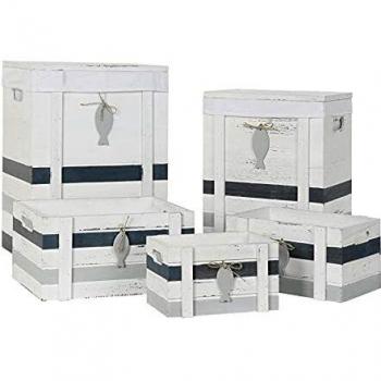 DT DC-180828 Cesta, Madera, Blanco, 40 X 30 X 55
