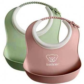 Pack de 2 mini baberos BabyBjörn - Verde Pastel/Rosa Pastel