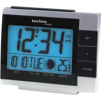 Technoline Radio-Despertador, Plata y Negro, 11.8x5x10 cm