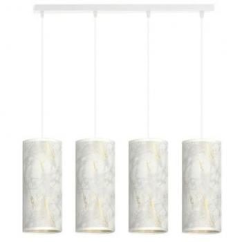 Lámpara de Suspensión Karli, Acero con Recubrimiento de Polvo y Tejido, Color Blanco, 65x100x6 cm