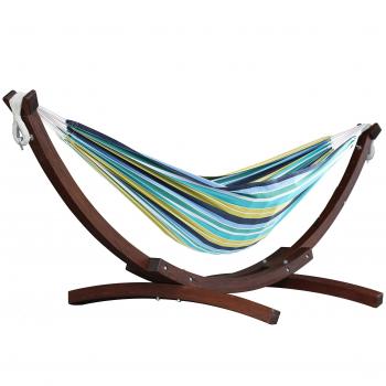 Hamaca Doble de Algodón con Soporte de Pino Macizo (260 cm) - Cayo Reef