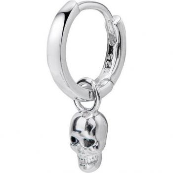 Piercing de aro Skull de plata bañado en rodio