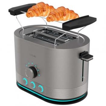 Cecotec Shine&Toast Double Tostador Vertical de Acero con Doble Ranura Corta, Capacidad para 2 Tostadas, 850W, Ranuras Anchas de 3,8cm, Anillo Luminos