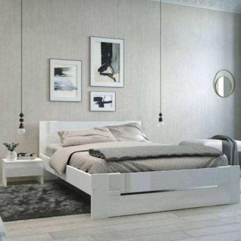 Cama doble moderna Miroytengo Bianca color blanco 135-140x190 cm dormitorio matrimonio
