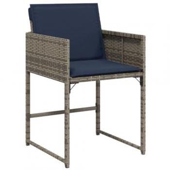4-Piece Grey Poly Rattan Garden Chairs with Cushions