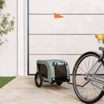 Remolque para bicicletas de mascotas, fabricado en hierro y tela Oxford, color gris y negro