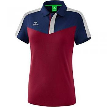 Erima Squad Women's Short Sleeve Polo Shirt - New Navy / Bordeaux / Silver Grey
