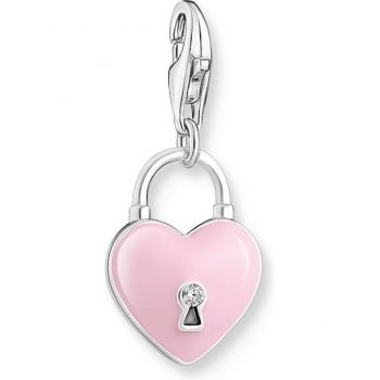 Women's Charms Sterling Silver Enamel Zirconia Pink Three-dimensional Heart Charm