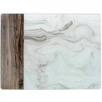 Protector de Encimera de Cristal Creativo 40 x 30 cm Color Blanco y Gris