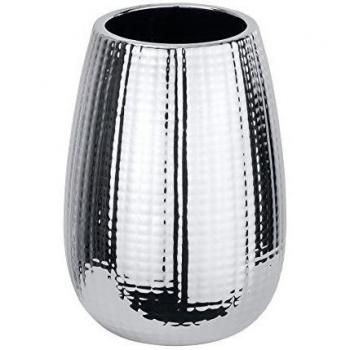 Wenko Dakar Vaso para Cepillos de Dientes, Cerámica, Plateado, 8.3 x 8.3 x 11.6 cm