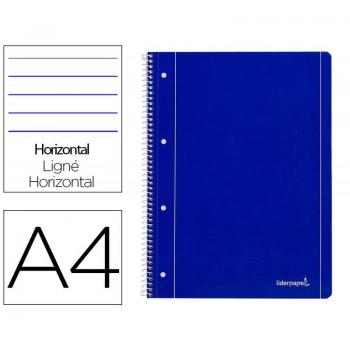Cuaderno Espiral Liderpapel A4 Micro Serie Azul Tapa Blanda 80 Hojas Horizontal con Margen 80g/m² 4 Taladros