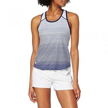 Wilson Camiseta de tenis de tirantes para mujer, W Team Striped Tank, Poliéster, Azul/Blanco, Talla: L, WRA766103
