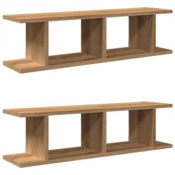 Estantes de pared 2 uds madera ingeniería roble artisian 90x18x20cm
