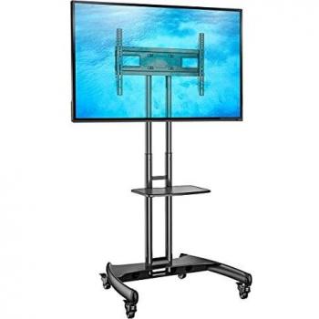 North Bayou Classic Portable Trolley Floor Stand for 40 43 48 50 55 60 inch LED and LCD TV Screens - Black