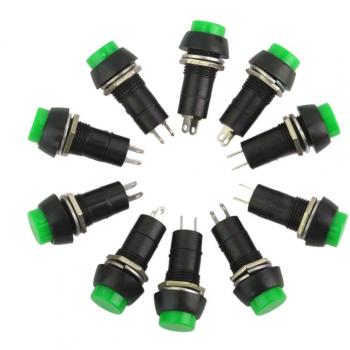 10pcs Pulsador Botón Bloqueo Encendido-Apagado 2 Pines Interruptor Coche Barco 12mm