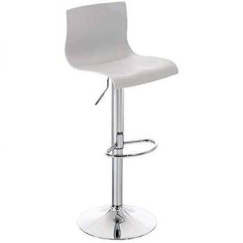 Taburete de Bar Hoover Blanco Regulable 59-80 cm con Respaldo y Base de Metal Cromado