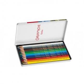Caran d'Ache Prismalo Aquarelle - Lápices de colores acuarelables, caja metálica de 12 colores surtidos