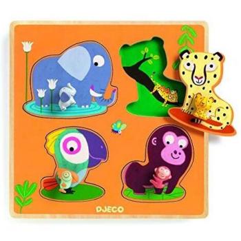 DJECO- RompecabezasPuzzles encajables y rompecabezasDJECOEncajable Mamijungle, Multicolor