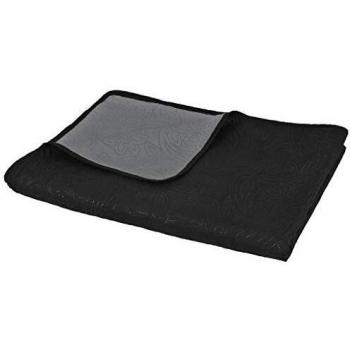 vidaXL Cubrecama Acolchado Doble Cara 230x260cm Gris/Negro Decoración de Hogar