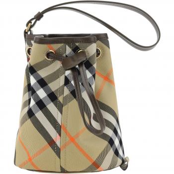 Burberry Essential Beige Cotton Drawstring Bucket Bag for Women - One Size