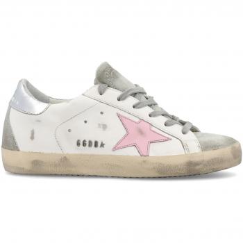 Golden Goose Women's White/Pink Super-Star Low Sneakers, Size 41, GWF00102F002435