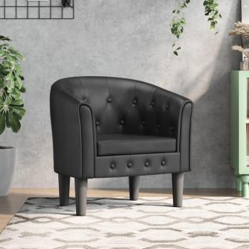 Sillón de cuero sintético negro Vidaxl con estructura resistente, diseño moderno, tapizado en cuero sintético fácil de limpiar, cojín acolchado para mayor comodidad y patas de madera que aportan estabilidad