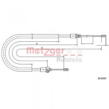 Cable de freno de mano Metzger para frenos de tambor traseros Peugeot 207