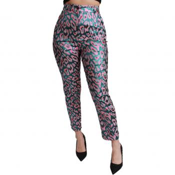 Dolce & Gabbana Multicolor Patterned Cropped High Waist Pants - IT40|S, Chinos, female, Multicolor, Size: XS
