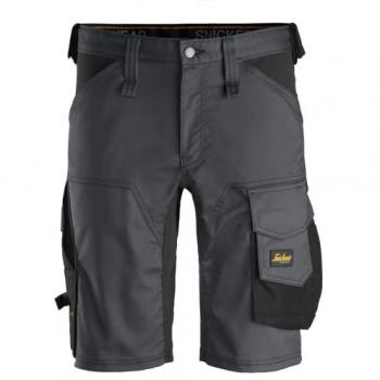 Snickers Workwear Pantalones Cortos de Cargo Elásticos Slim Fit AllroundWork Gris Acero-Negro Talla 54